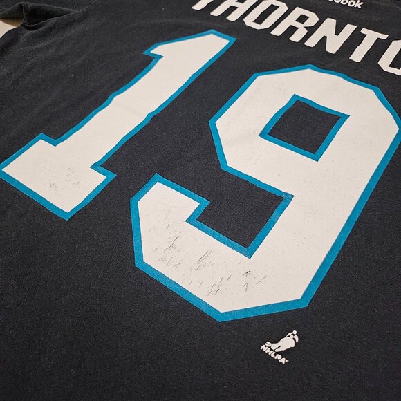 Y2K Reebok NHL JOE THORNTON #19 SAN JOSE SHARKS Fits like Men’s LG (No size tag) - Picture 4 of 7